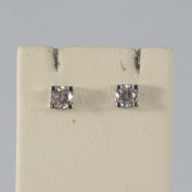 SOLID 18K WHITE GOLD EARRINGS WITH ZIRCONIA WIDTH 0,12 INCHES, MADE IN ITALY.