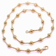 18k rose gold chain finely worked 5 mm ball spheres and tube link, 15.8 inches.