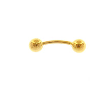 Load image into Gallery viewer, 18K YELLOW GOLD PIERCING, BARBELL CURVE BANANABELL BANANA, BALLS 5mm BELLY BODY.
