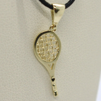 18K YELLOW GOLD TENNIS RACKET PENDANT, CHARM, 20 mm, 0.8 inches, MADE IN ITALY.