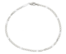 Load image into Gallery viewer, 18K WHITE GOLD FLAT BRACELET 2.5mm MARINER OVALS LINKS &amp; PLATES, 8.3&quot; 21cm.
