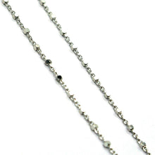 Load image into Gallery viewer, 18k white gold necklace drop faceted aquamarine, rolo cube chain, faceted balls.
