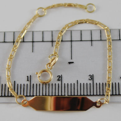 18k yellow gold kids bracelet 5.90 engraving plate, mini flat link made in Italy.