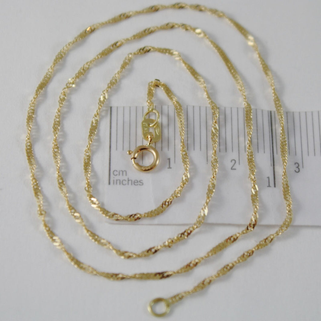 18K YELLOW GOLD MINI SINGAPORE BRAID ROPE CHAIN 16 INCHES 1.2 MM MADE IN ITALY.