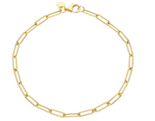 Cargar imagen en el visor de la galería, 18K YELLOW GOLD BRACELET ROUNDED TUBE OVAL PAPER CLIP 3x9mm ITALY MADE 7.1&quot;.
