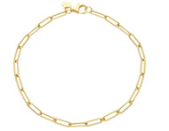 18K YELLOW GOLD BRACELET ROUNDED TUBE OVAL PAPER CLIP 3x9mm ITALY MADE 7.1