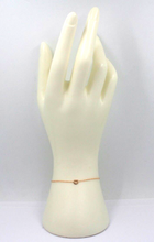 Load image into Gallery viewer, 18k rose gold rolo thin bracelet with central small 5mm letter initial D.
