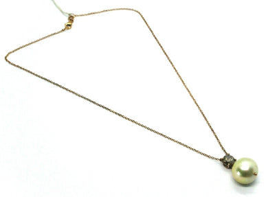 18k rose gold necklace brown ct 1.07 diamond cream south sea 15mm pearl, rolo.
