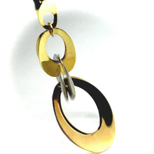 Load image into Gallery viewer, 18K YELLOW WHITE ROSE GOLD PENDANT, ALTERNATE DROPS &amp; OVALS 1.7&quot;.
