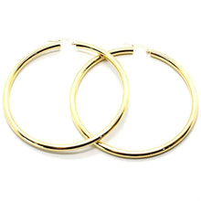 Load image into Gallery viewer, 18K YELLOW GOLD ROUND CIRCLE EARRINGS DIAMETER 70 MM, WIDTH 3 MM, MADE IN ITALY
