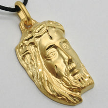 Load image into Gallery viewer, 18K YELLOW GOLD JESUS FACE PENDANT CHARM 42 MM, 1.6 IN, FINELY WORKED ITALY MADE.
