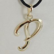 18k yellow gold pendant charm initial letter P, slightly rounded slab 18mm.