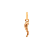 Load image into Gallery viewer, 18K ROSE GOLD SMALL 12mm 0.47&quot; ROUNDED LUCKY HORN CORNICELLO PENDANT SMOOTH BRIGHT.
