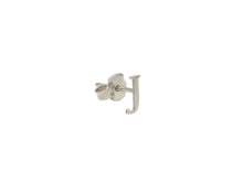 Load image into Gallery viewer, 18K WHITE GOLD BUTTON SINGLE EARRING, FLAT SMALL LETTER INITIAL J 6mm 0.24&quot;.
