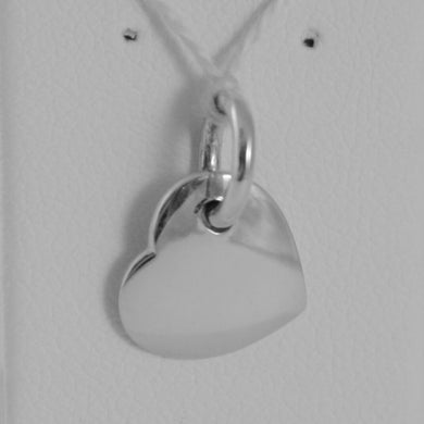 18k white gold heart engravable charm pendant 11 mm flat smooth made in Italy.