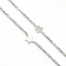 Load image into Gallery viewer, 18k white gold necklace with flat stars, square cable rolo chain, 16.5 inches
