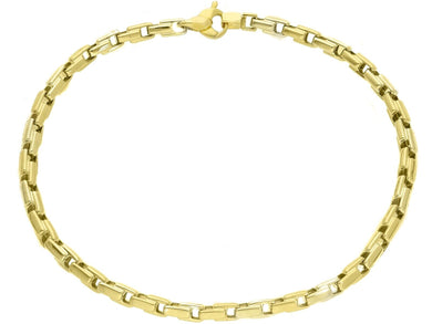 18K YELLOW GOLD BRACELET 3.5mm ALTERNATE CROSSED SQUARED TUBE LINK 21cm 8.3