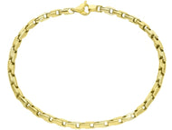 18K YELLOW GOLD BRACELET 3.5mm ALTERNATE CROSSED SQUARED TUBE LINK 21cm 8.3