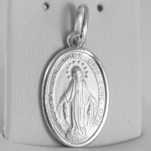 Load image into Gallery viewer, SOLID 18K WHITE GOLD MIRACULOUS MEDAL, VIRGIN MARY, MADONNA, 0.94 MADE IN ITALY.
