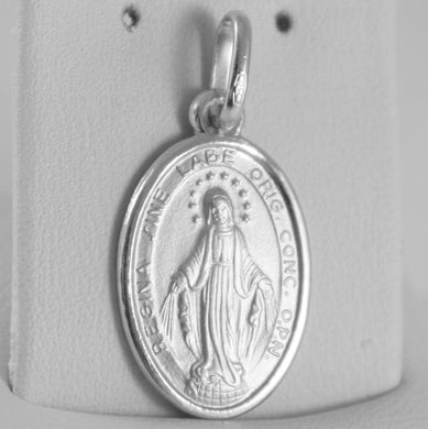 SOLID 18K WHITE GOLD MIRACULOUS MEDAL, VIRGIN MARY, MADONNA, 0.94 MADE IN ITALY.