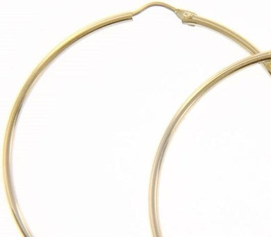 18K YELLOW GOLD ROUND CIRCLE EARRINGS DIAMETER 45 MM WIDTH 1.7 MM, MADE IN ITALY.
