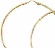 18K YELLOW GOLD ROUND CIRCLE EARRINGS DIAMETER 45 MM WIDTH 1.7 MM, MADE IN ITALY.