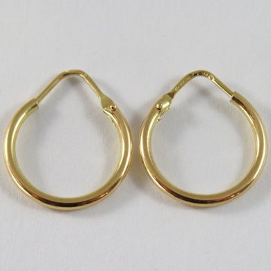 18K YELLOW GOLD ROUND CIRCLE EARRINGS DIAMETER 13 MM WIDTH 1.7 MM, MADE IN ITALY.