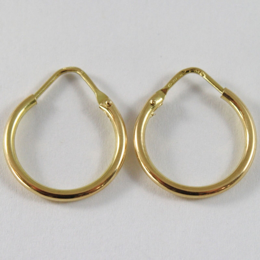 18K YELLOW GOLD ROUND CIRCLE EARRINGS DIAMETER 13 MM WIDTH 1.7 MM, MADE IN ITALY