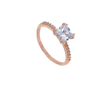 Load image into Gallery viewer, 18K ROSE GOLD SOLITAIRE ENGAGEMENT RING, 5mm PRINCESS CUT AND ON BAND ZIRCONIA.
