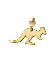 Load image into Gallery viewer, SOLID 9K YELLOW GOLD SMALL 20mm PENDANT KANGAROO MADE IN ITALY BY DODO MARIANI.
