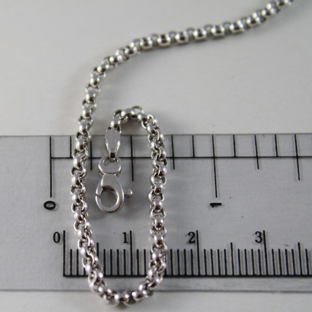 18k white gold chain 15.75 in, dome round circle rolo link 2.5 mm, made in Italy.