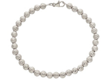 Load image into Gallery viewer, 18K WHITE GOLD BRACELET 19cm WORKED SPHERES BIG 5mm DIAMOND CUT BALLS.
