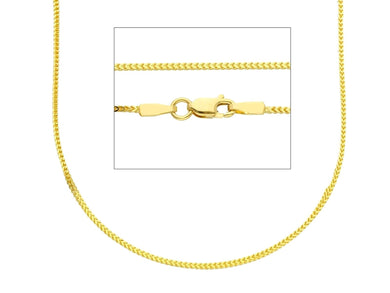 18K YELLOW GOLD CHAIN 1mm SQUARE FRANCO LINK, 20 INCHES, 50cm MADE IN ITALY.