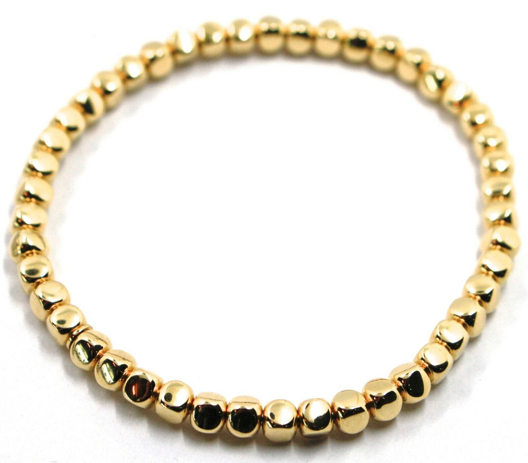 solid 18k yellow gold elastic bracelet, cubes diameter 4 mm 0.16