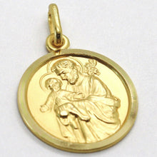 Load image into Gallery viewer, 18k yellow gold st Saint San Giuseppe Joseph Jesus medal made in Italy, 17 mm.
