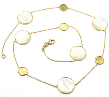 Load image into Gallery viewer, 18K YELLOW GOLD NECKLACE, FLAT MOTHER OF PEARL ALTERNATE DISCS, 17.3&quot;, 44cm
