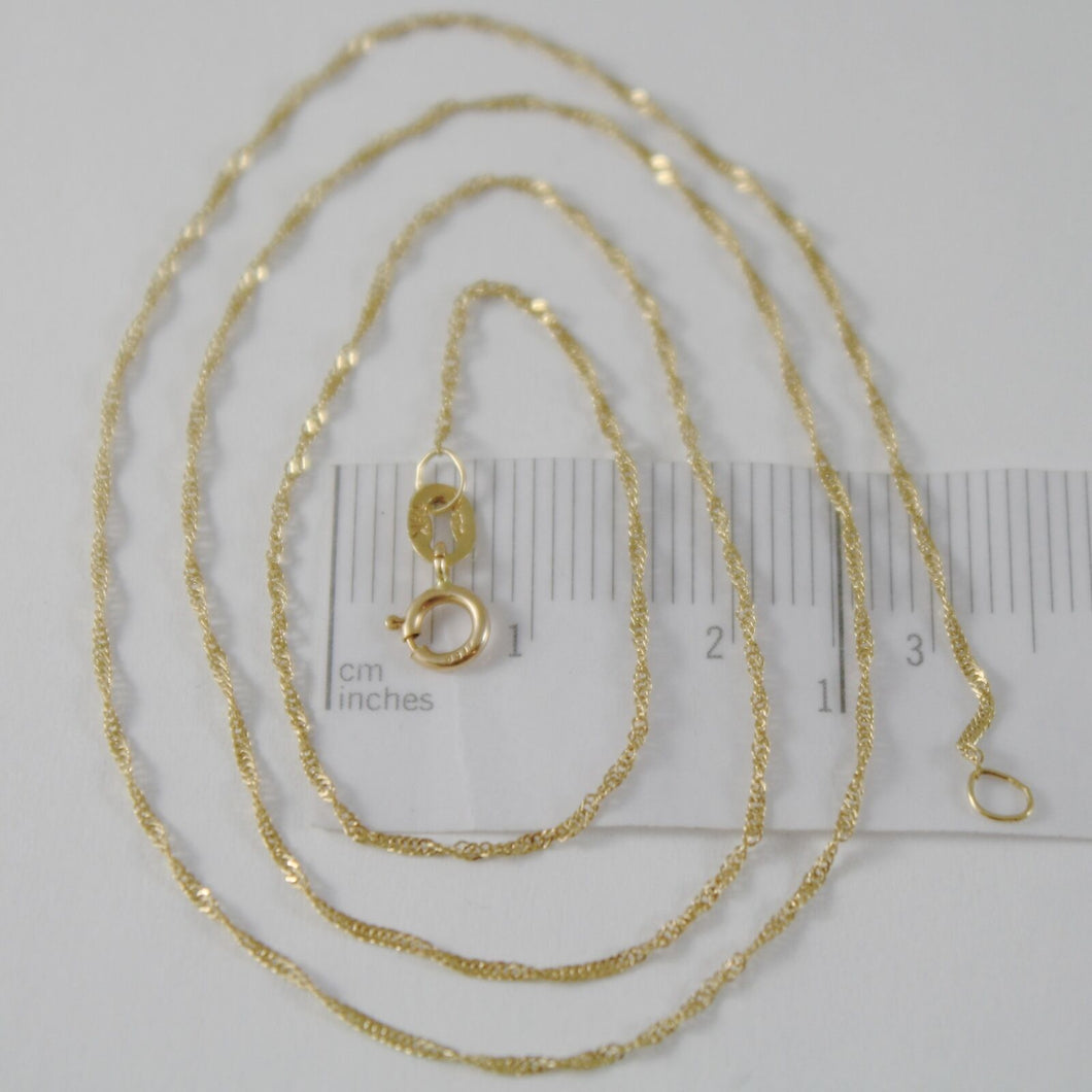 18K YELLOW GOLD MINI SINGAPORE BRAID ROPE CHAIN 18 INCHES, 1 MM, MADE IN ITALY.