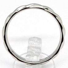 Charger l&#39;image dans la galerie, 18k white gold band braided ring, braid woven, smooth, made in Italy.
