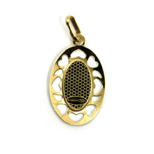 Load image into Gallery viewer, 18K YELLOW OVAL WITH HEARTS GOLD MEDAL 23mm SAINT PIO OF PIETRELCINA, ITALY MADE
