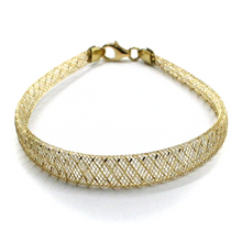 Load image into Gallery viewer, 18k gold multi-strand braided fabric effect bracelet rounded 4-7 mm wide, 7.3&quot;.
