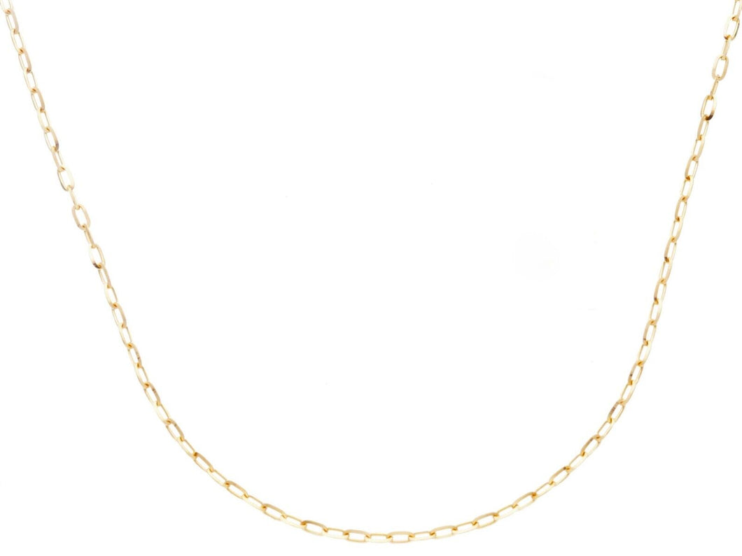 18K YELLOW GOLD CHAIN SMALL SQUARED CABLE 1.2mm OVAL LINKS, 16