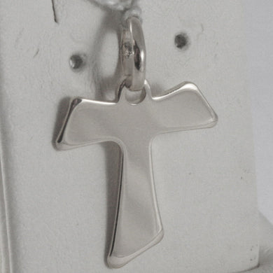 solid 18k white gold cross, Franciscan tau tao, Saint Francis, made in Italy.