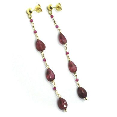 18k yellow gold pendant earrings, purple tourmaline drop and cubic zirconia.