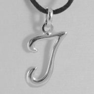 18k white gold pendant charm initial letter I, made in Italy 0.9 inches, 23 mm.