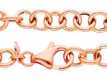 Load image into Gallery viewer, 18K ROSE PINK GOLD CHAIN 19.7&quot;, ROUND CIRCLE ROLO LINK DIAMETER 6mm, MADE ITALY.
