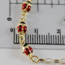 Load image into Gallery viewer, 18k yellow gold girl bracelet 6.70 glazed ladybird ladybug enamel, made in Italy.
