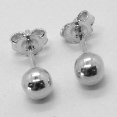 18k white gold earrings with ball balls spheres sphere diam. 5 mm made in Italy.