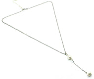 18k white gold lariat necklace rolo chain fw round white 8mm pearl pendant.