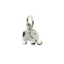 Load image into Gallery viewer, 18k white gold mini elephant pendant 10mm diameter, flat solid, smooth, Italy
