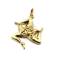 18k yellow gold pendant, rounded Trinacria 25mm, excavated back, made in Italy.